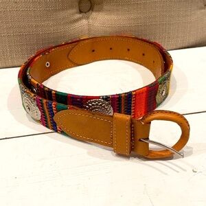 𝅺leather Woven Cotton Boho Hippie Colorblock Belt